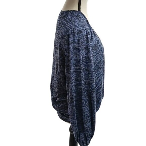 Max Studio Womens Size M Blue Surplice V Neck Long Sleeve Knit Sweater - Picture 4 of 8